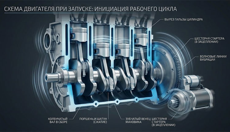 схема двигателя при запуске