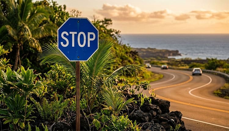 Синие знаки «Стоп» на Гавайях: история и причины отличия